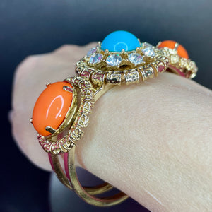 Rhinestone & Glass Clamper Bracelet
