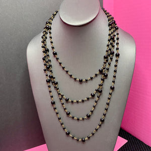 88" ( Over 7 Feet!) Flapper Black Glass Necklace