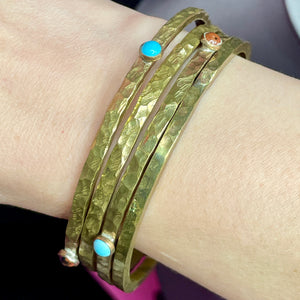 NY Studio Hammered Gemstone Bangle Set Of 4
