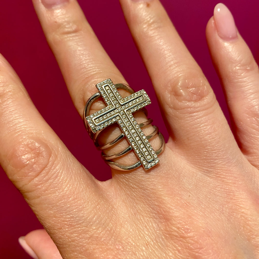 Zircon Cross Ring SS