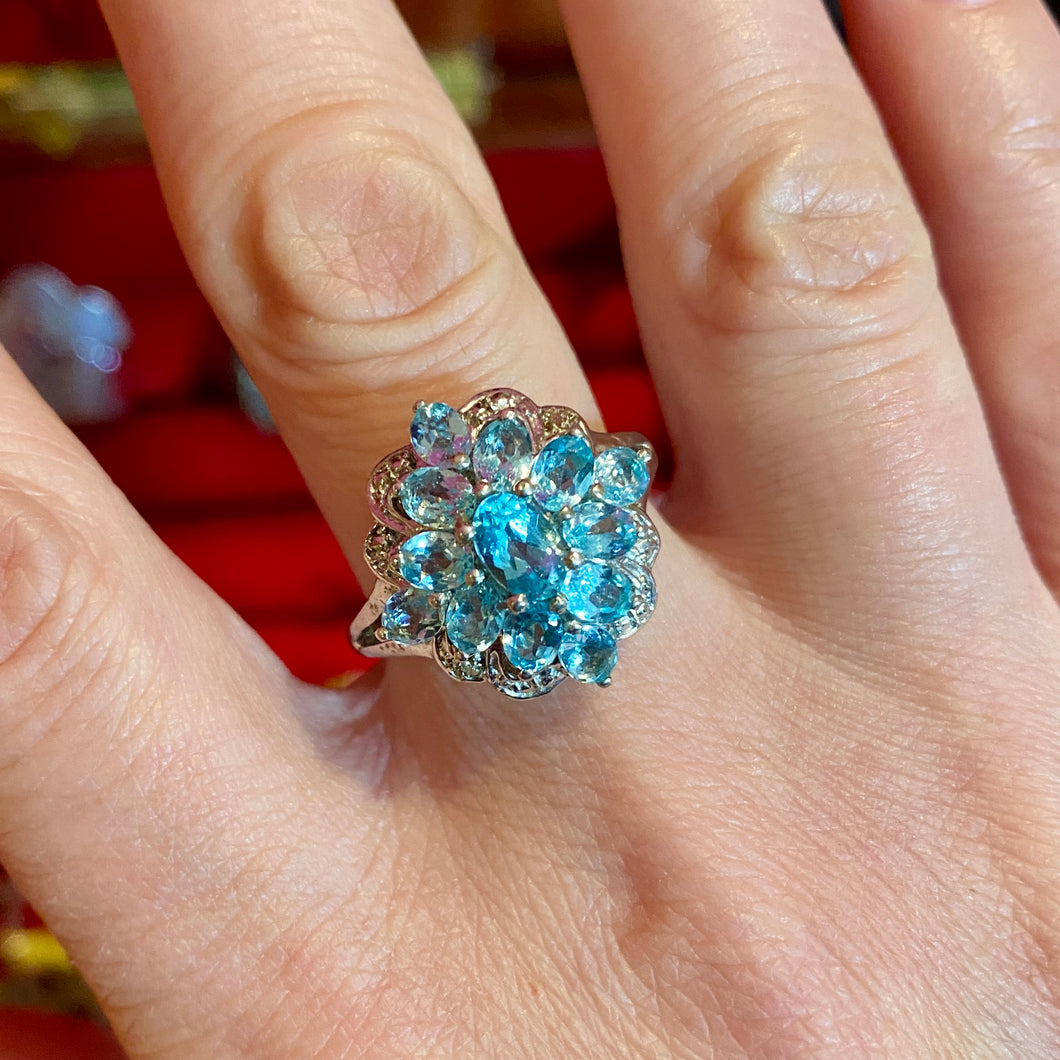 SS Blue Zircon Ring
