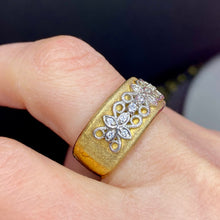 Load image into Gallery viewer, Sterling Gold Vermeil CZ Wide Cushion Fit Band Ring 8
