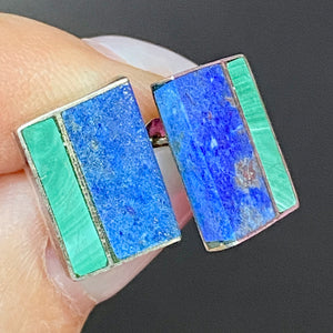 Sterling Lapis Malachite Earrings