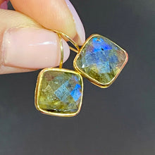 Load image into Gallery viewer, Sterling Gold Vermeil Faceted Labradorite Quality Earrings
