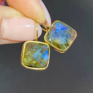 Sterling Gold Vermeil Faceted Labradorite Quality Earrings