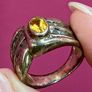 SS Citrine Marcasite Ring