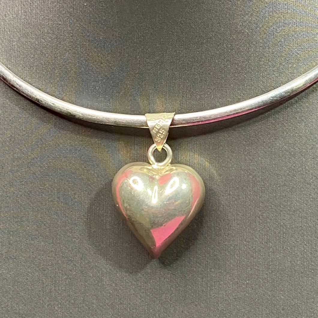 Sterling Puffy Heart Pendant