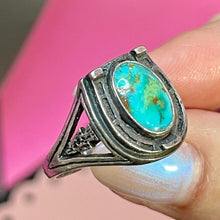 Load image into Gallery viewer, SS Turquoise Horse Shoe Ring Size 8.5
