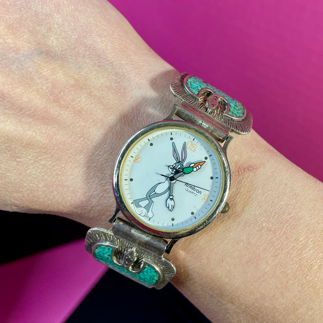 SS Turquoise Peyote Bird Watch Band & Bugs Bunny Watch