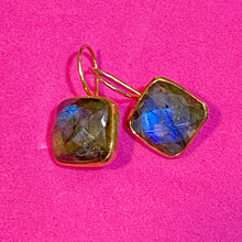 Load image into Gallery viewer, Sterling Gold Vermeil Faceted Labradorite Quality Earrings
