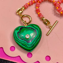 Load image into Gallery viewer, ❤️ Malachite CZ Coral Heart Necklace
