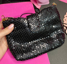 Load image into Gallery viewer, Black Mesh Pouch Bag With Black Chain
