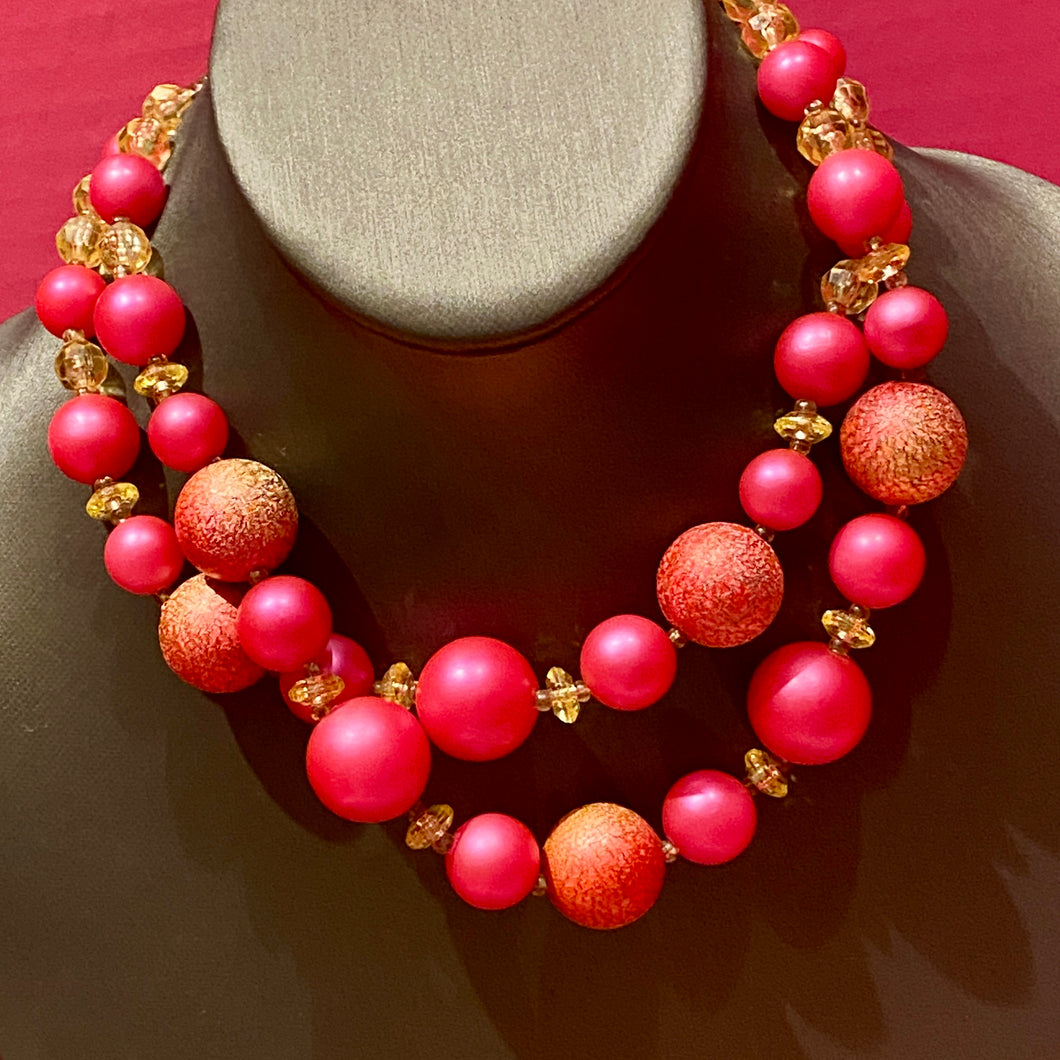 Hot Pink Yellow Necklace