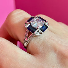Load image into Gallery viewer, SS Art Deco Style Spinel Lab Sapphire Ring
