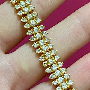 Gold Vermeil SS CZ 3 Row Line Bracelet
