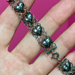 Old SS Heart Link Bracelet