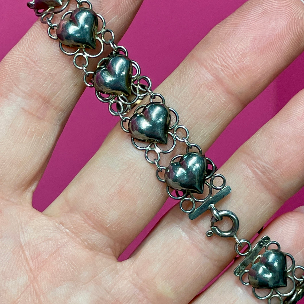 Old SS Heart Link Bracelet