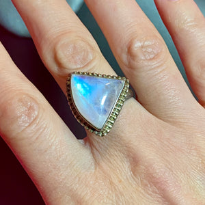 SS Bright Moonstone Ring Adjustable
