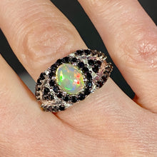 Load image into Gallery viewer, Sterling Opal &amp; Black Spinel Ring 6
