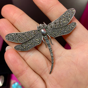 Sterling Marcasite Dragonfly Pin