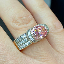 Load image into Gallery viewer, Sterling Vermeil Pink  CZ Ring size 7
