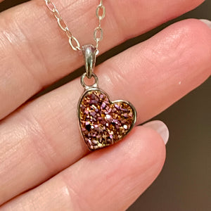 SS Druzy Heart Pendant Necklace