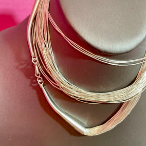 SS Handmade Long Liquid Silver Necklace