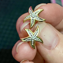 Load image into Gallery viewer, 14K Gold Diamond Star Earrings
