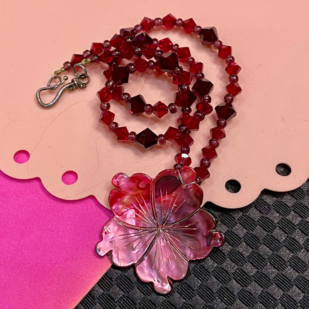❤️ Sterling MOP crystal Flower Necklace