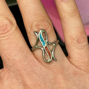 Sterling inlaid Freeform Ring