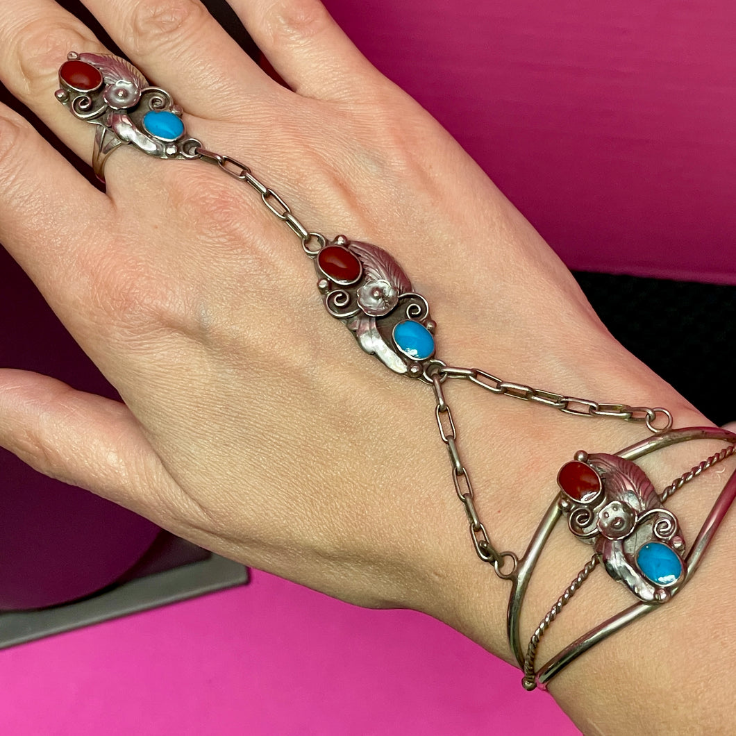 SS Coral Turquoise Slave Bracelet