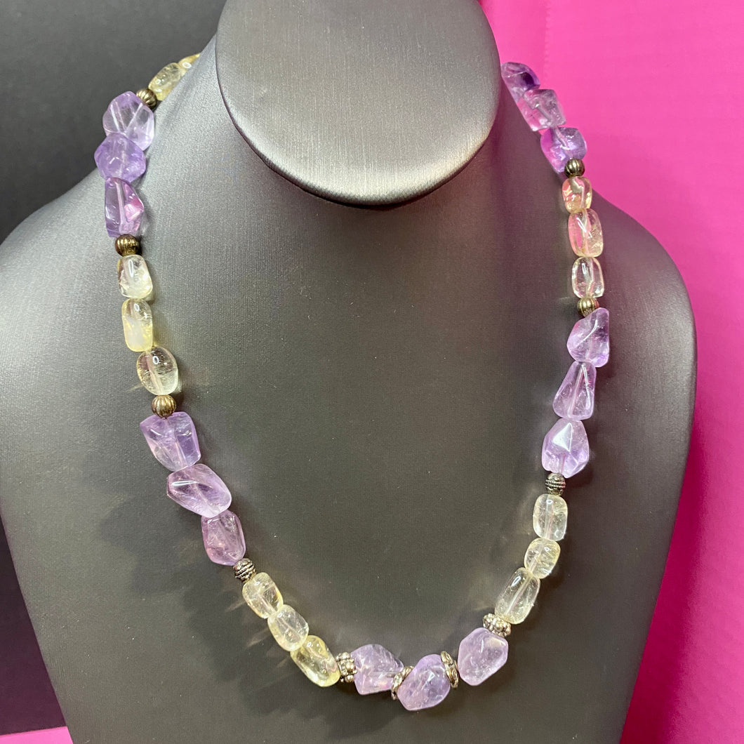 Sterling Amethyst Citrine Necklace & Earrings