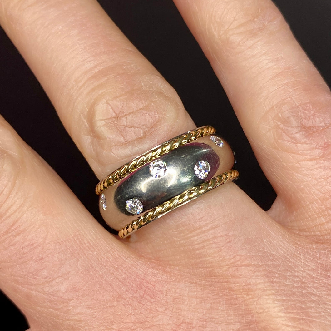 Sterling 14K Really Good Diamond Band Ring Size 6.5 & 7