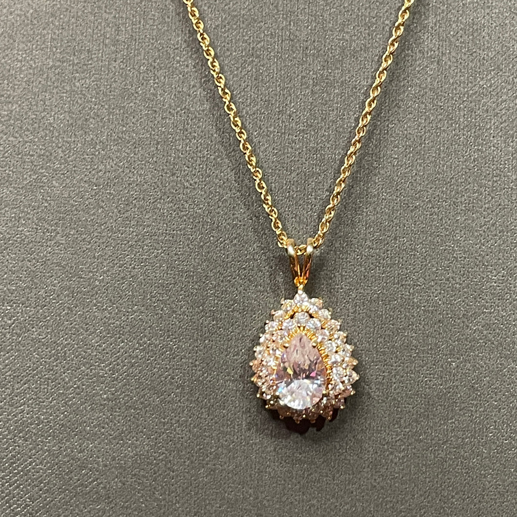 Fun CZ gold Plated Pendant Necklace