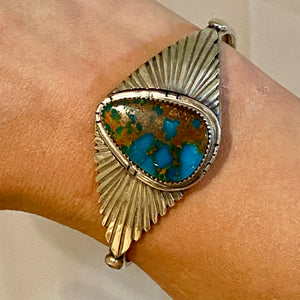 SS Signed Turquoise Cuff