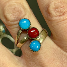 Load image into Gallery viewer, SS Turquoise Coral Ring Size 8

