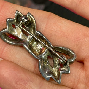 ❤️ Sterling Marcasite Deco Style Bow Pin