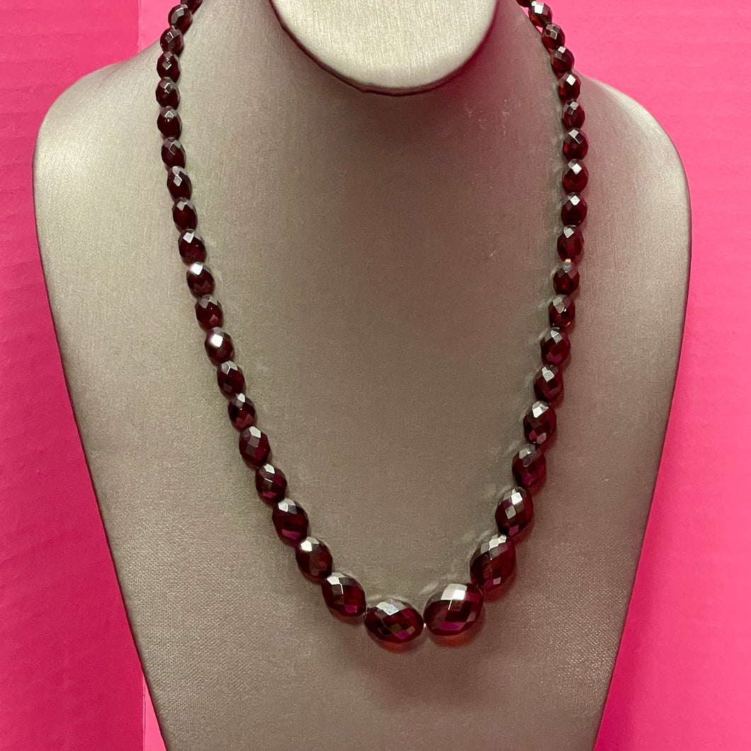 Old Faceted Cherry Amber Necklace