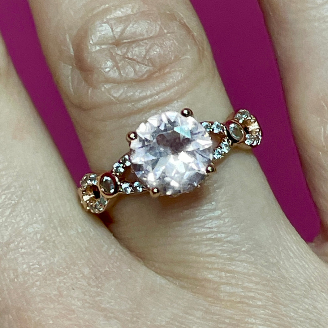 SS Rose Gold Vermeil CZ Ring