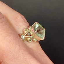 Load image into Gallery viewer, Sterling Green Amethyst Scroll Band Ring size 7
