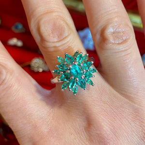 SS Bright Teal Zircon Ring