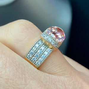 Sterling Vermeil Pink  CZ Ring size 7