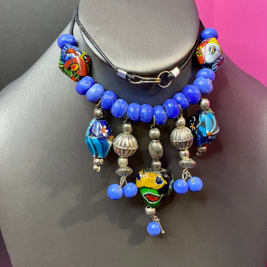 Old India Blue Tribal Bead Necklace