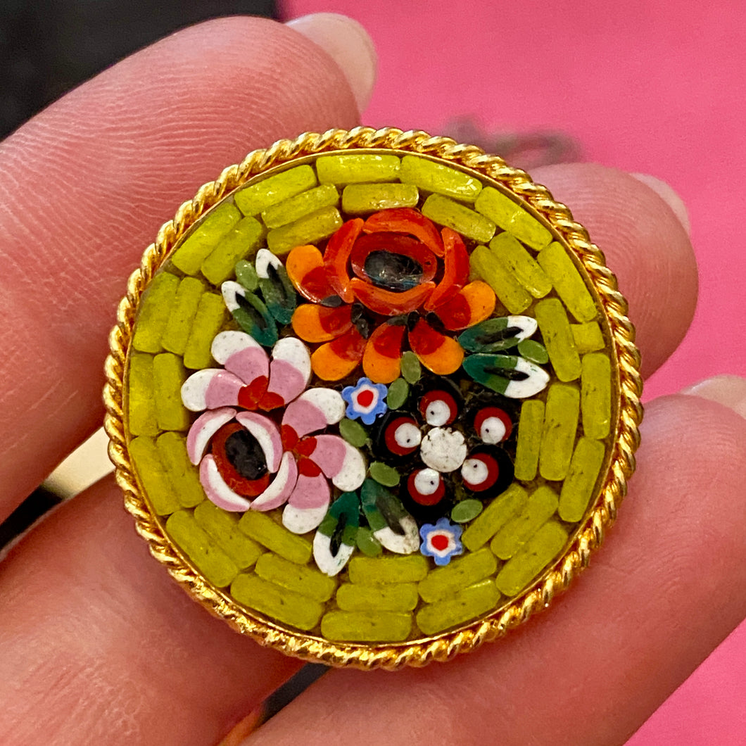 Rare Bright Yellow Italian Mosaic Pin