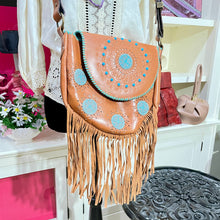 Load image into Gallery viewer, Tooled Leather Fringed Purse
