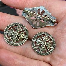 Load image into Gallery viewer, Sterling Marcasite Art Deco Set

