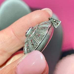 SS Marcasite Amethyst Locket
