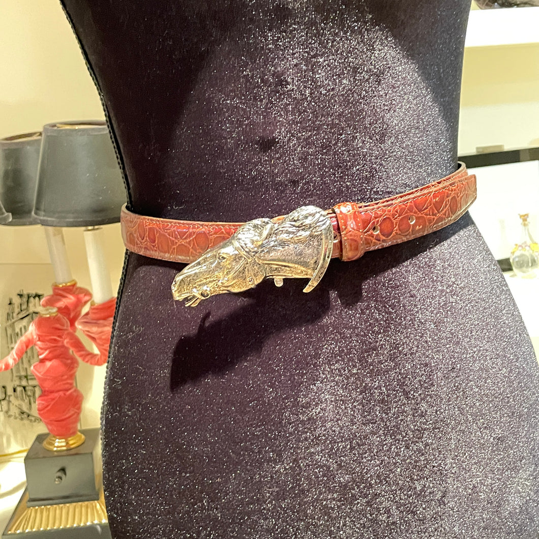 Horse Buckle Leather Belt