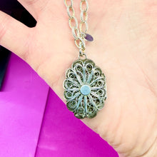 Load image into Gallery viewer, Sterling Chunky Paperclip Bracelet W Antique Sterling Locket Charm
