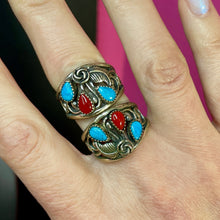 Load image into Gallery viewer, SS Turquoise Coral Ring Size 7.5
